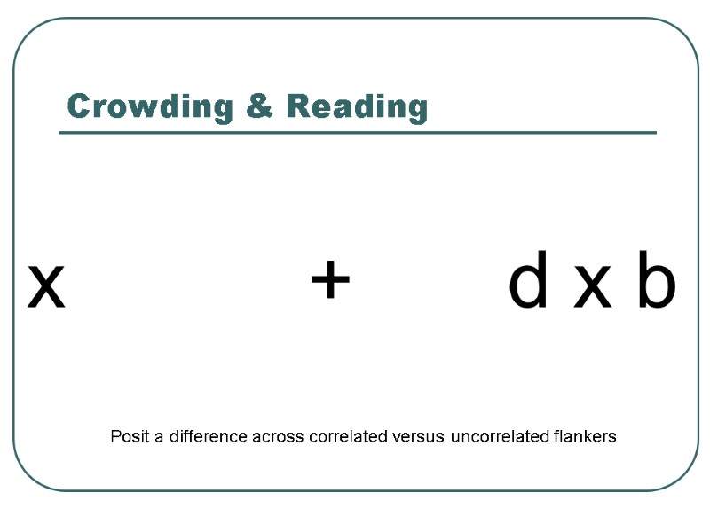 Crowding & Reading x          